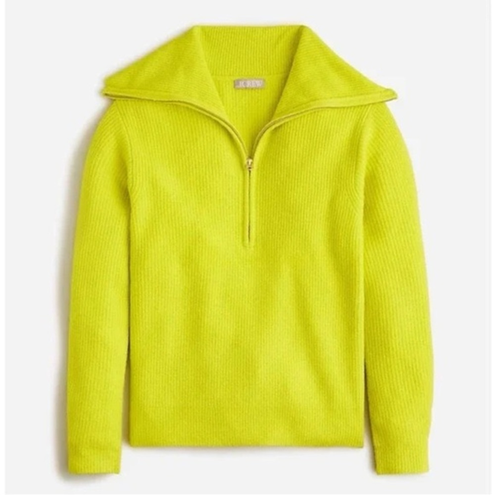 J crew Half-zip stretch sweater bright kiwi